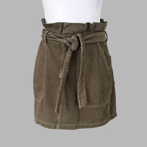 Free People Army Green Denim Cargo Mini Skirt Size 6